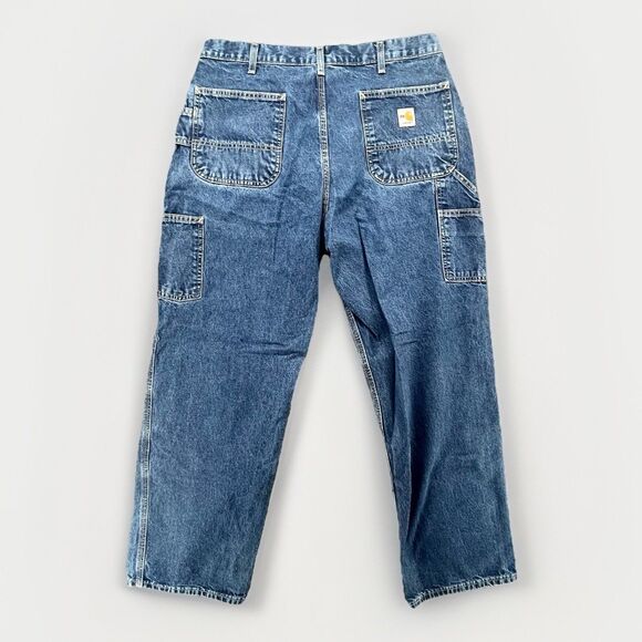 Carhartt FR Denim Blue Work Jeans Original Fit Men 36x32 FRB13-DNM Carpenter Y2K - Picture 1 of 10